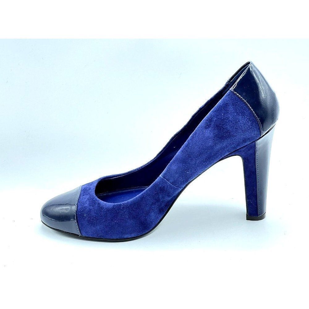 Lauren Ralph Lauren Blue Suede Patent Leather Cap Toe High Heels Size 9.5 B - Picture 3 of 10